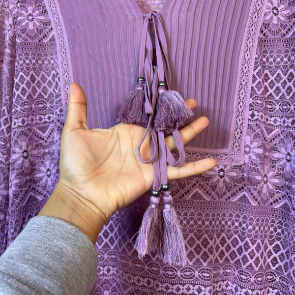 Sundance Maxine Lace Purple Dress Size Large Tassel Relaxed Boho Mystic Cocktail - Picture 8 of 11